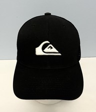 Quiksilver Black Adjustable Trucker Hat Embroidered Logo Cap