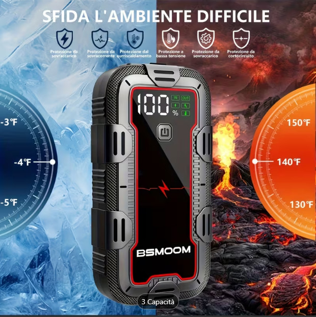 - Senza marca/Generico - - Avviatore Auto 12V 7000a 12800mah Booster Batteria Led/lcd Starter Emergenza - Miniatura 10