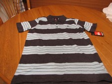 Men's Quiksilver bolt polo shirt blue 39.50 S small SM surf skate adult stripe