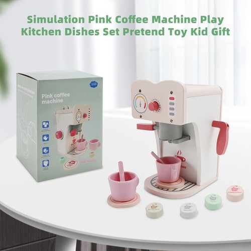 Simulation Pink Coffee Machine Play Kitchen Dishes Set Pretend Toy Kid Gift E4