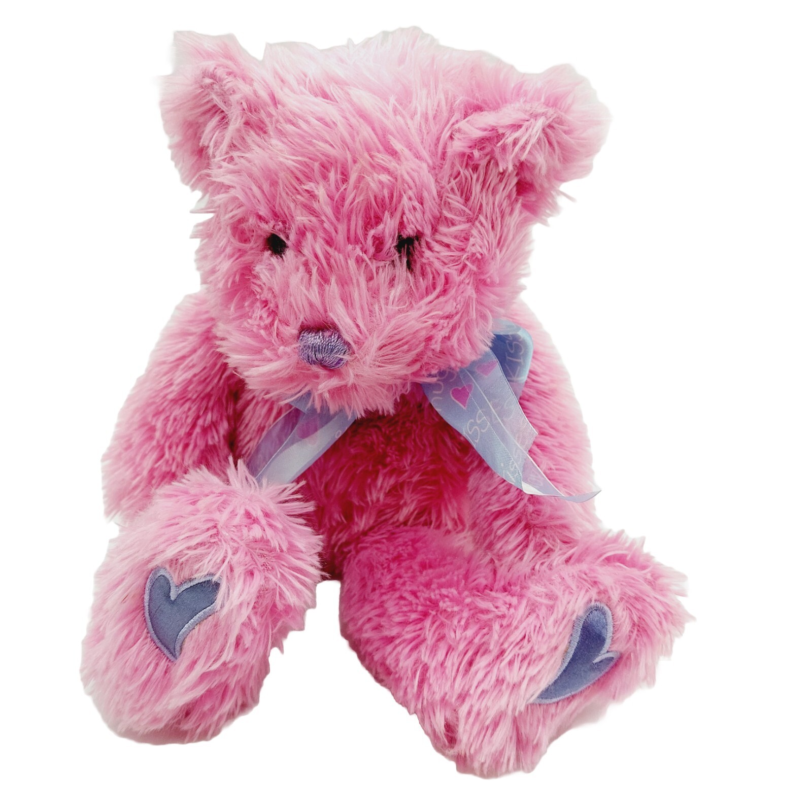 Pink Purple CalToy Teddy Bear Plush with Ribbon Heart Stuffed Animal