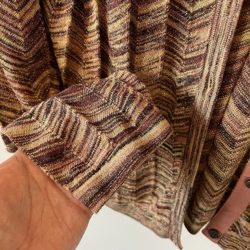 Missoni for Target Cardigan Sweater Chevron Brown Metallic Gold Women’s Large - Picture 9 of 9