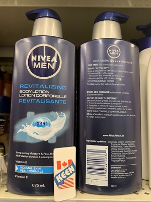 NIVEA Men Revitalizing Body Lotion for Normal Skin, 625 mL, FRESH