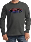 Kids Ford Oval T-shirt Distressed Logo Youth Long Sleeve