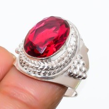 Red Garnet Gemstone 925 Sterling Silver Jewelry All Size Ring For Gift