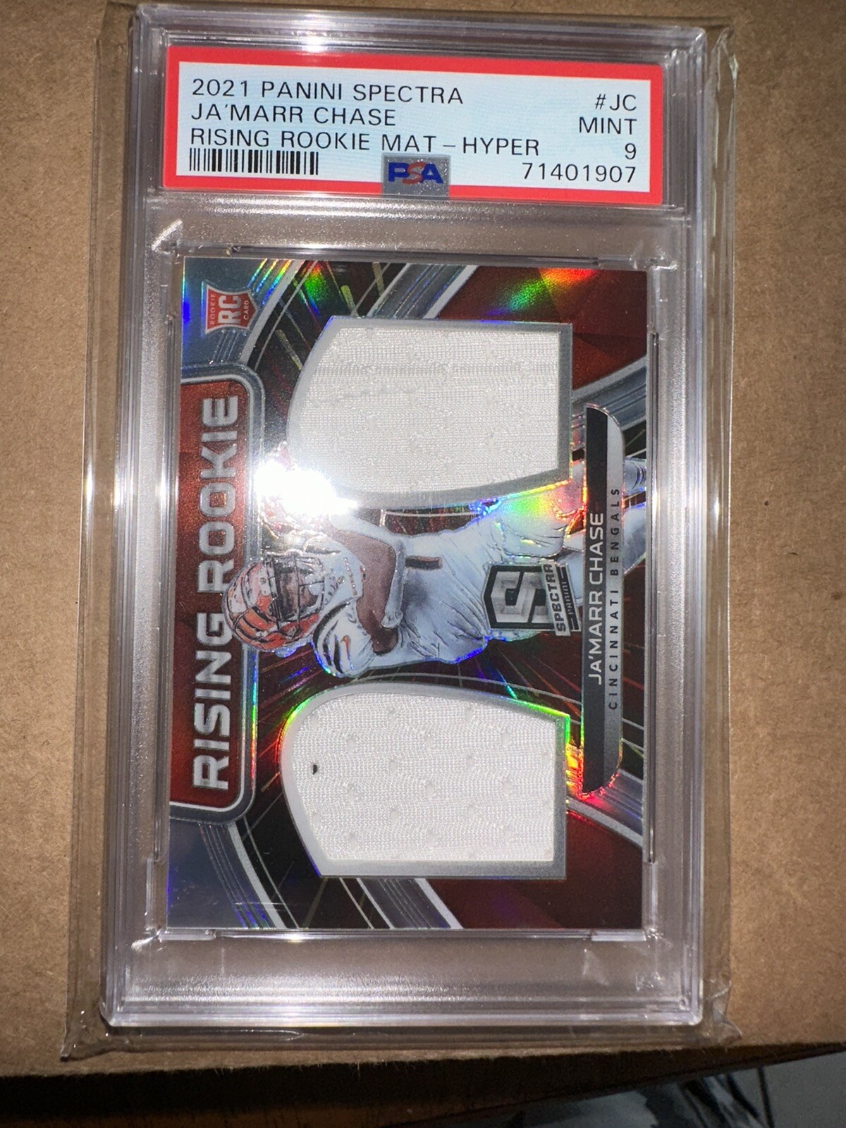 JaMarr Chase Panini Spectra Rising Rookie Materials #JC Hyper