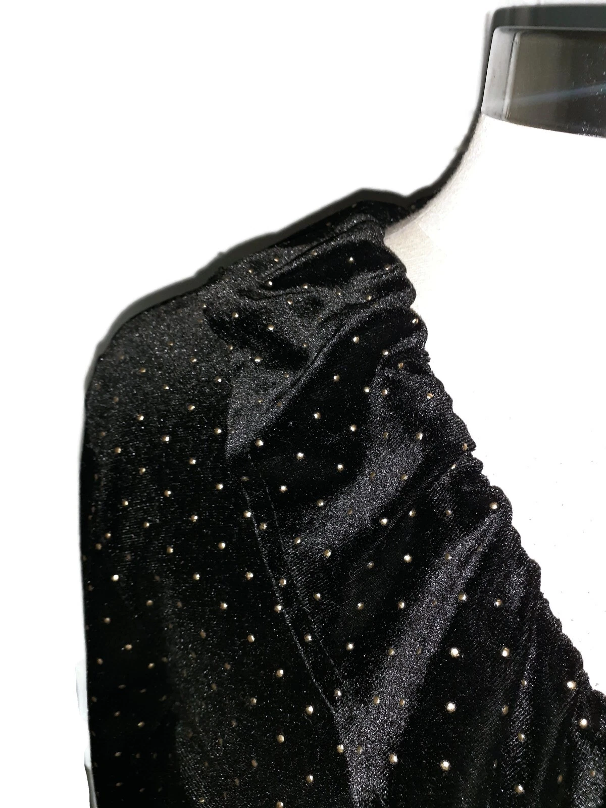 Abito Michael Kors taglia L linea A nero elasticizzato velluto oro lucido a maniche lunghe