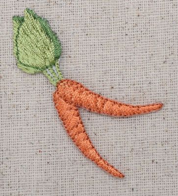 Iron On Embroidered Applique Patch Small Bunch Two Orange Vegetable Carrots