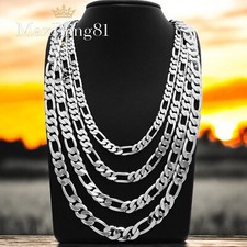 High-End Premium 925 Stamped Silver plated 4~10mm Brass Figaro Chain Necklace