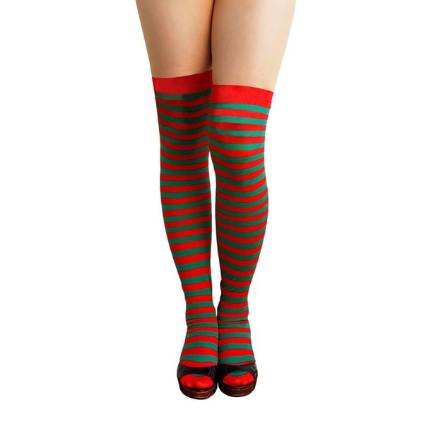 Sexy Ringel Overknee StrüMpfe Strumpfhose Rot GrüN FüR Party Fasching Karneval-image