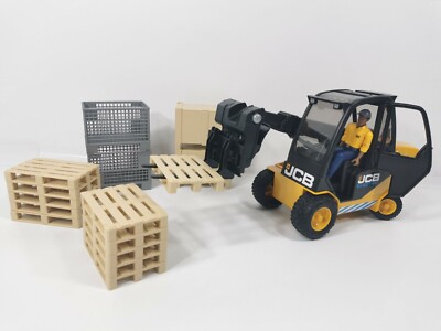 Bruder JCB Teletruk Stapler 2512 Zubehör Paletten Cat Bauarbeiter Logistik Set