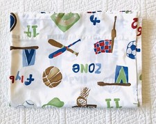 Pottery Barn Kids My Favorite Sports Twin Flat Sheet EUC Boys Football Soccer