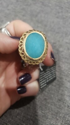 NWT Rivka Friedman Caribbean Blue Quartzite Cocktail Ring