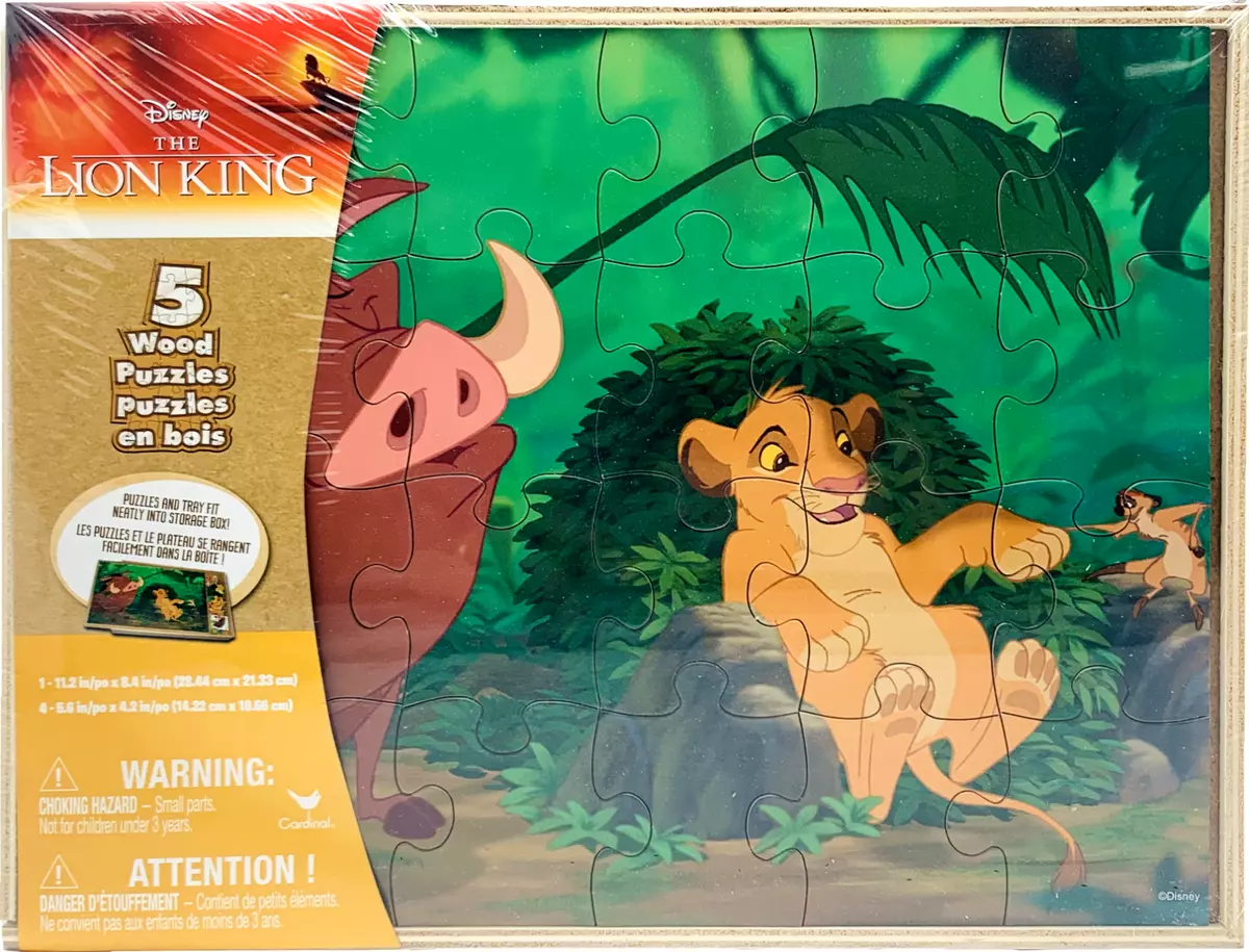Disney Lion King 5 Wood Puzzles Jigsaw Simba Pumbaa Timon Storage