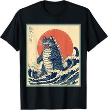 Funny Catzilla Cat Japanese Art Cat Tees For Men Women Kids unisex T-Shirt