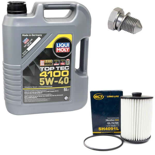 MotoröL Set 5W-40 5 Liter + ÖLfilter SH 4091 L + Schraube FüR Skoda Superb II VW-image