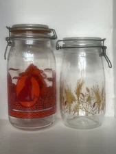 2 Glass jars   Vintage Le Parfait Super 2L The Arizona And Arc France 1.5 L