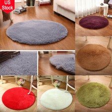 Fluffy Rugs Anti-Skid Shaggy Area Rug Dining Room Carpet Bathroom Round Mat Hot