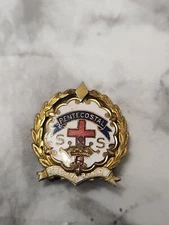 Cross Crown Pentecostal Second Year Vtg Tie Lapel Hinge Pin Sunday School 1 "