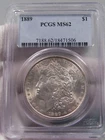 UNC 1889 Silver MORGAN Dollar PCGS MS62 w/ Light Purplish Toning.  #16