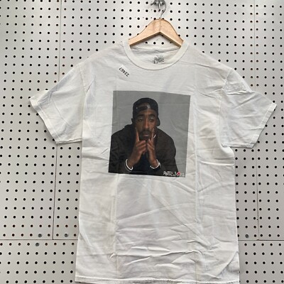 T-shirt 2Pac Gris Taille M - Hip Hop - Occasion En Très Bon état - Imprimé Logo