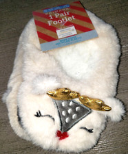 girls NEW CHRISTMAS SLIPPERS tan REINDEER ages 3 to 6 GOLD ANTLERS CUTE 