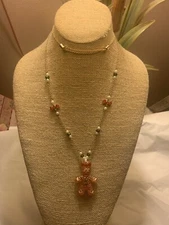 Jingle & Joy Christmas Charm Necklace Gingerbread Girl Crystal W/Pearl NWT