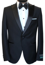 Oress Men's Tuxedo Suit Jacket Sport Coat Black Slim Fit Size 52R NWT