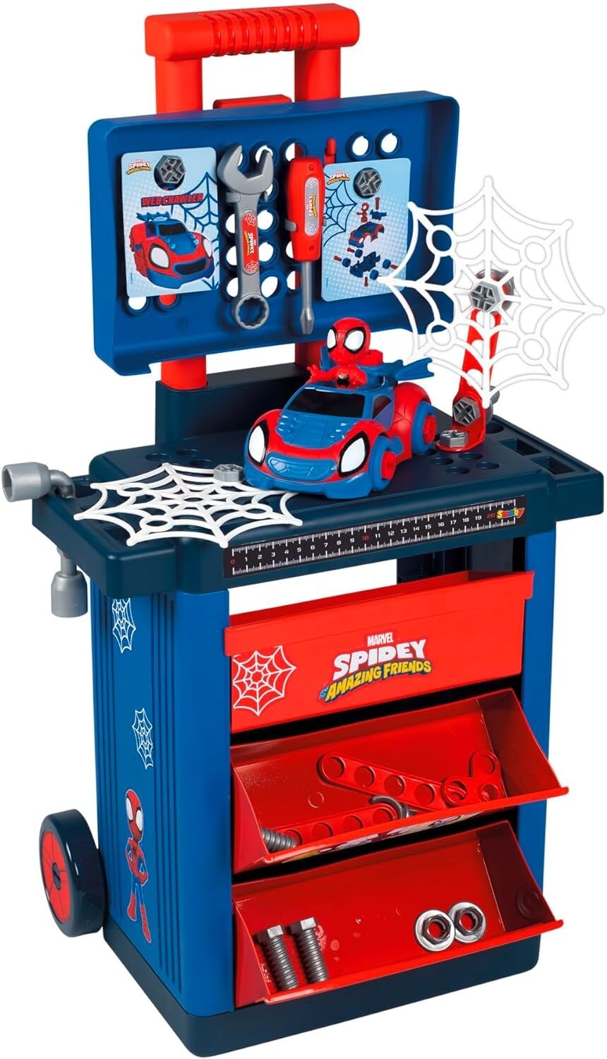 Smoby 7600360214 Spidey Workshop Cart carrello fai da te auto Spidey da costruir
