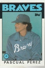 FREE SHIPPING-MINT-1986 Topps #491 Pascual Perez Braves PLUS BONUS CARDS