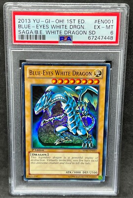 Yugioh PSA 6 EX-MT Blue-Eyes White Dragon SDBE-EN001 Ultra Rare