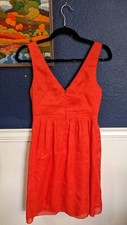Quillaree Anthropologie BHLDN Orange Cocktail Linen Silk Dress Sz 2 Extra Small