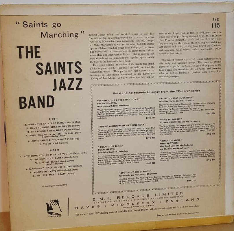 The Saints Jazz Band – Saints Go Marching 1958 Vinyl, LP Record R1