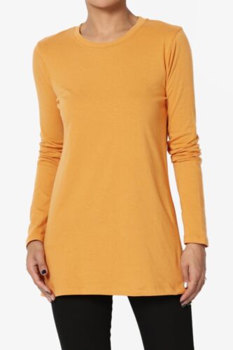 TheMogan S~3X Round Crew Neck Long Sleeve T-Shirt Stretch Cotton Slim Fit Top - Picture 81 of 116