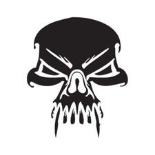Skull Death Vampire Fang - Decal Sticker - Multiple Color  Sizes - ebn1100