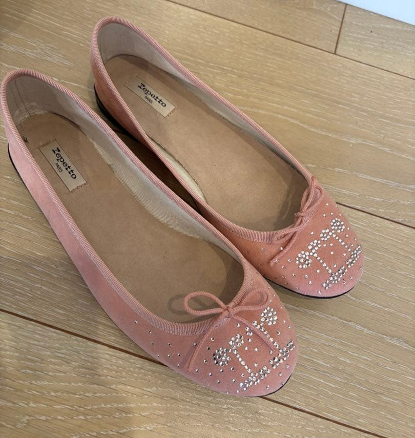 Repetto Cendrillon Bijoux Ballet Flats Pumps Shoes Pink Suede US 7.5-8 Size38