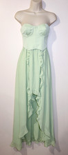 Nasty Gal Corset Bandeau Ruffle Hi Low Hem Maxi Dress in Pistachio size US 0