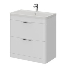Oslo Gloss White 800mm Floor Standing 2 Drawer Vanity Unit and Ceramic Basin wit