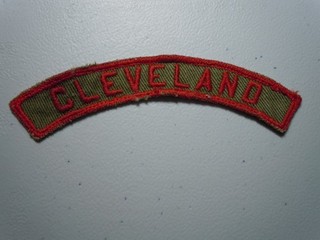 Vintage Boy Scout Cleveland KRS Khaki Red Community city strip White backstitch