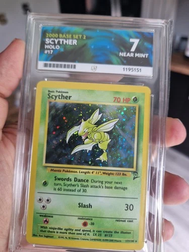 Scyther Base Set 2 Holo - Ace 7, lots of colour within the Holo!