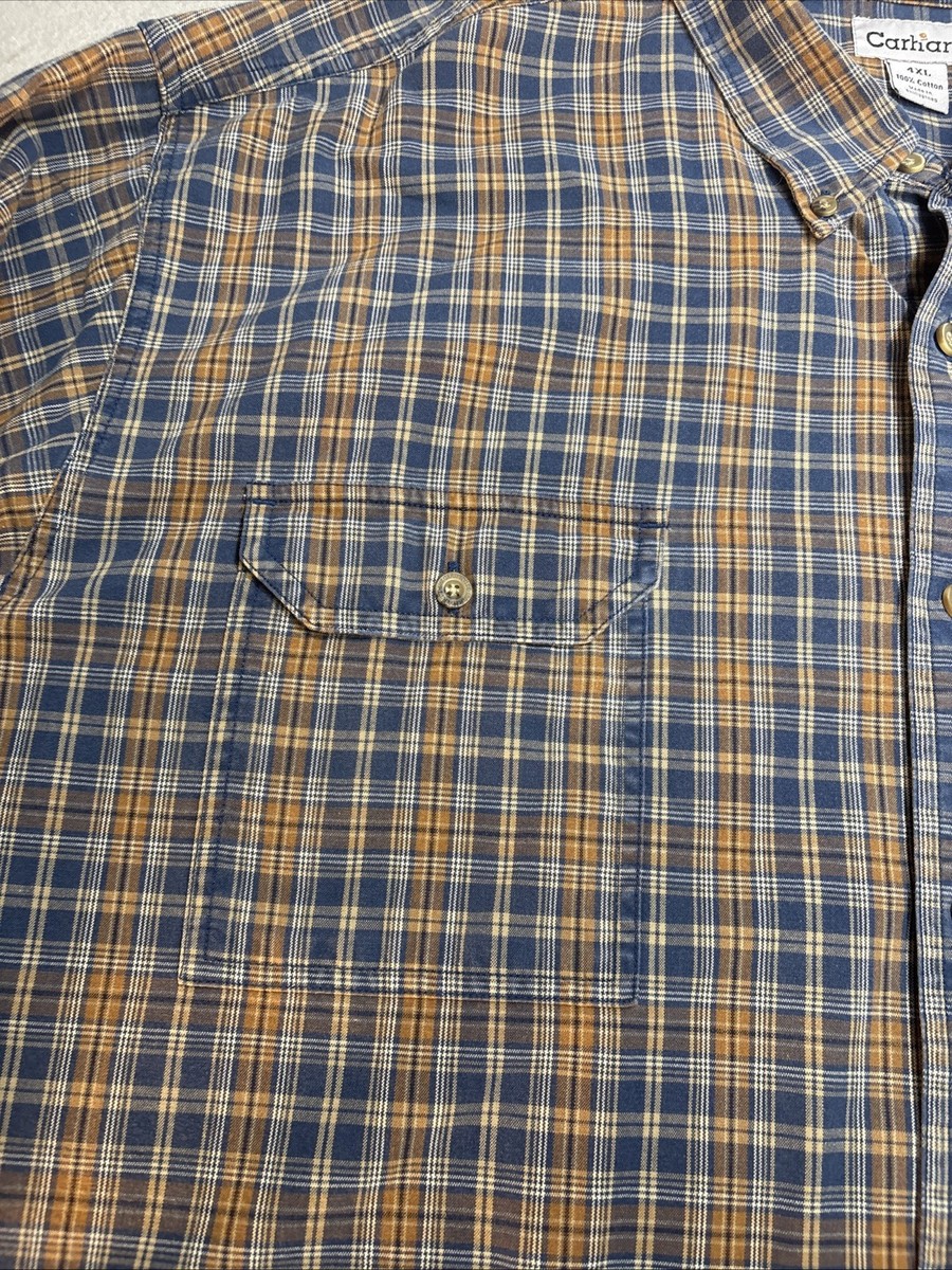 Carhartt Shirt Mens 4XL 100% Cotton Flannel Heavy  Strong Work Shirt Casual View 6