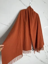 Aritzia Wilfred Tessuto 100% Wool Orange  Oversized Blanket Scarf EUC Warm Cozy