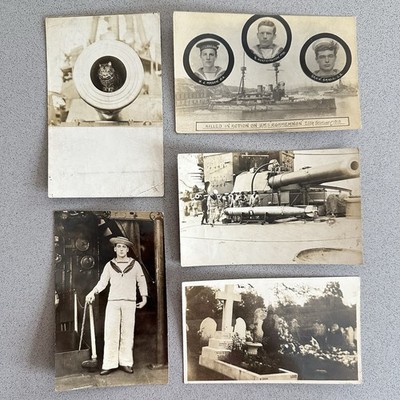 WW1 HMS Agamemnon Dardanelles RPPC Forcing Entry 1915 Same Sailor Rare Gallipoli