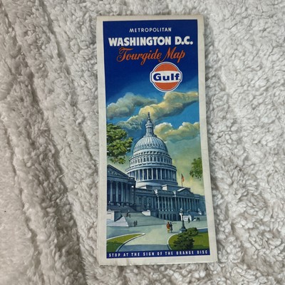 Vintage  1974 Gulf Gas Station Map Washington D.C.  Tourgide Map