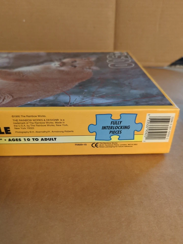 SEALED Vintage 500 Piece Jigsaw - Mountain Lion in Winter - Rainbow Works - Image 4 of 4