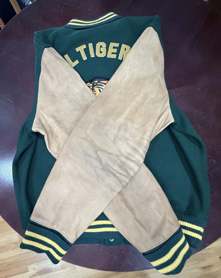 Polo Ralph Lauren RL Tigers 羊毛混纺皮革 Letterman 校服夹克 尺寸 xxl — 第 2/4 张图片