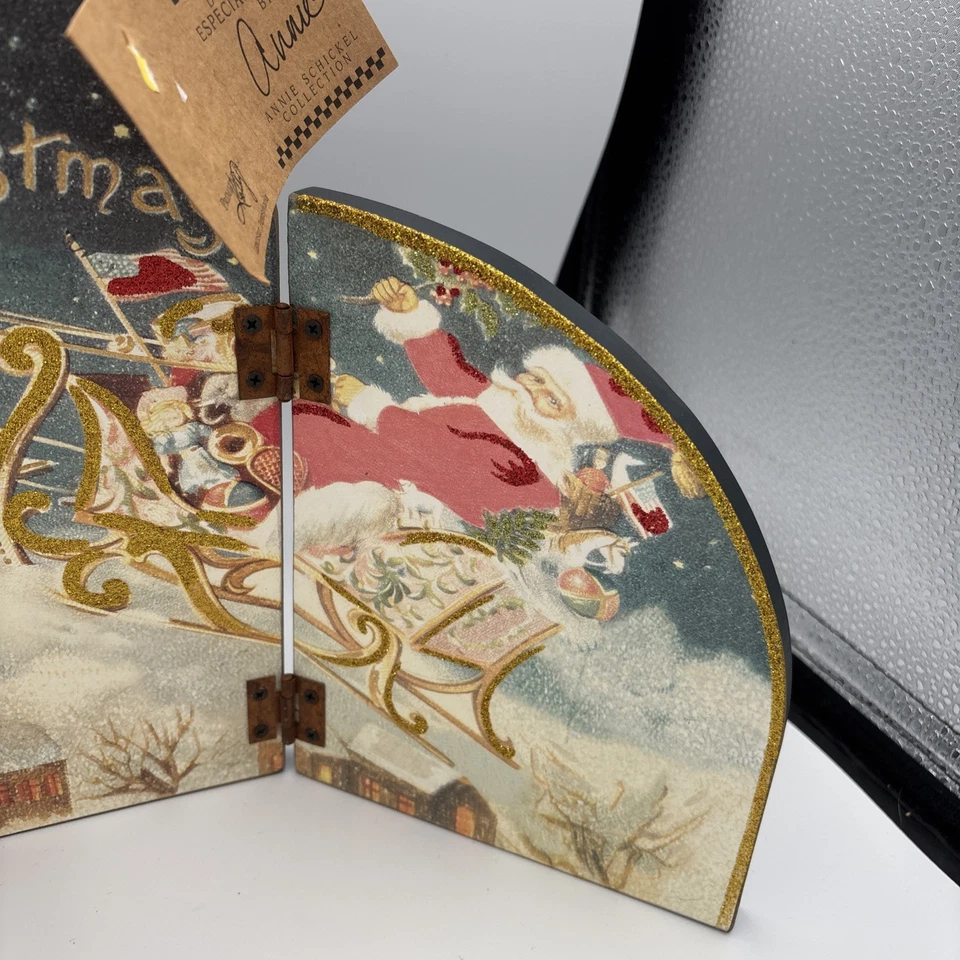 Nuevo con etiquetas Trineo de Papá Noel Ciervos Decoración de pie Primitivos Kathy Annie Schickel De Colección Look Foto 4 de 4