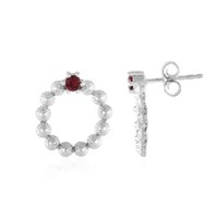 Cavill Edelroter Spinell Ohrringe 0,18Ct Rundschliff 925 Sterlingsilber Platin