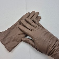 Fownes Genuine Leather Gloves Women's Size 6 1/2 Lined Taupe Brown Vtg