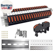 20PCS DIN Rail Terminal Blocks Kit, Inline Universal Compact Wire Wiring Connect